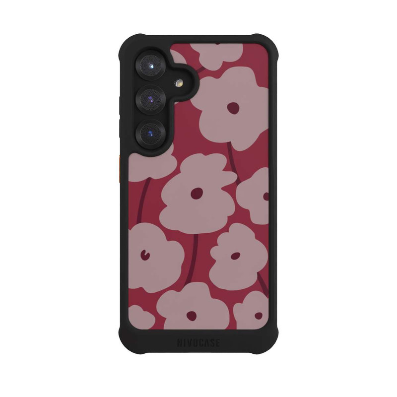 Galaxy S25 NIVOmax Minimalistische Blumen Bordeaux
