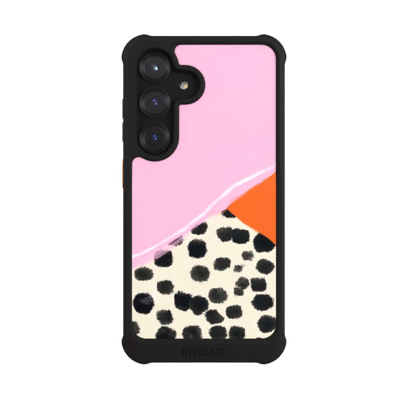Galaxy S25 NIVOmax Pink and Orange Modern Art with Dots