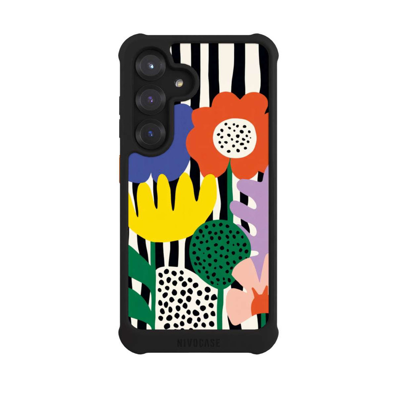 Galaxy S25 NIVOmax Flowers Striped Background