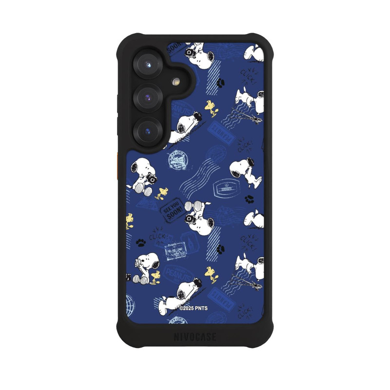 Galaxy S25 NIVOmax Peanuts Travel Stamps Pattern Blue