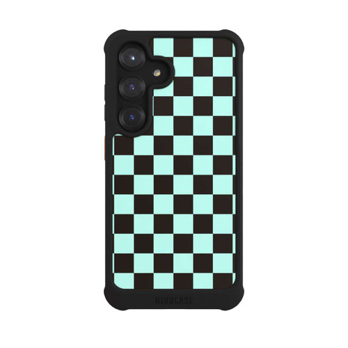 Samsung Galaxy S25 NIVOmax Checked Pattern Blue Brown