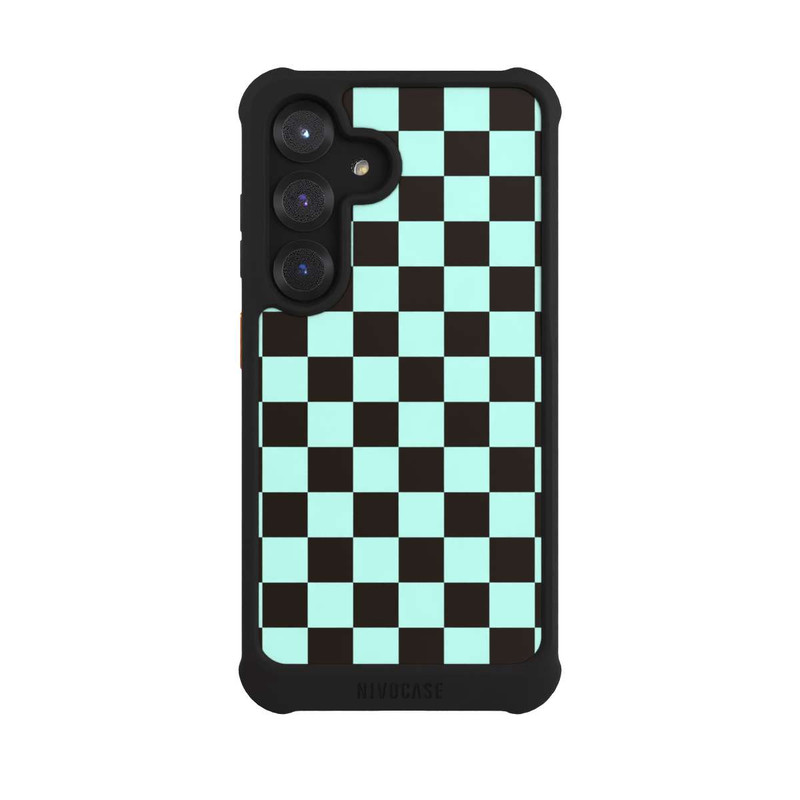 Galaxy S25 NIVOmax Checked Pattern Blue Brown