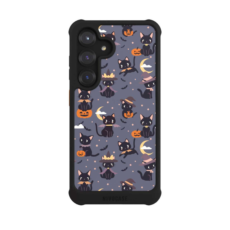 Galaxy S25 NIVOmax Cute Halloween Witch Cats and Pumpkins
