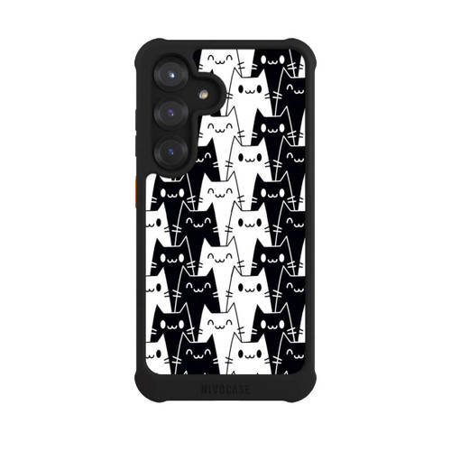 Samsung Galaxy S25 NIVOmax Katzentapete Schwarz Weiß