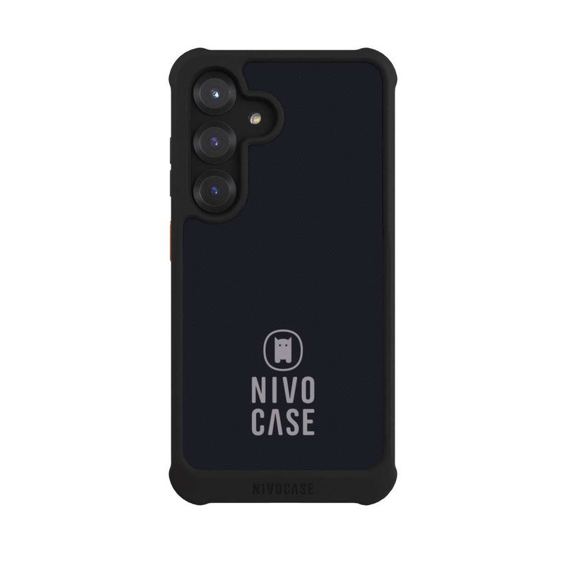 Galaxy S25 NIVOmax Nivocase Logo Schwarz Grau