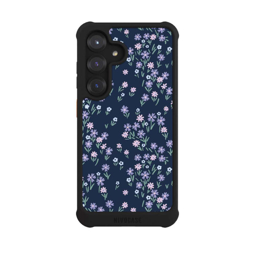 Samsung Galaxy S25 NIVOmax Dark Blue Floral Theme