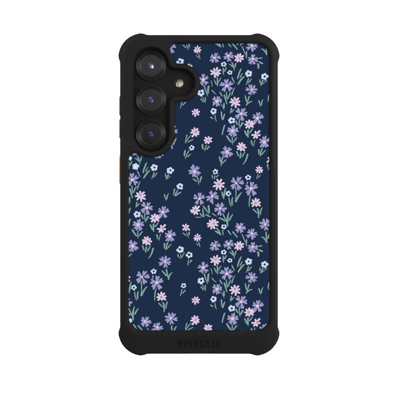 Galaxy S25 NIVOmax Thème Floral Bleu Foncé