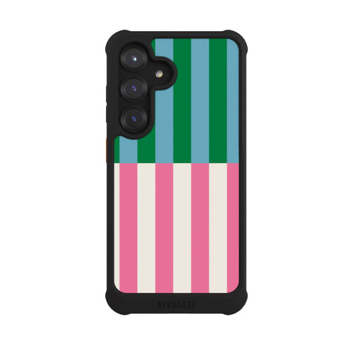 Samsung Galaxy S25 NIVOmax Motif Rayé Vert Rose
