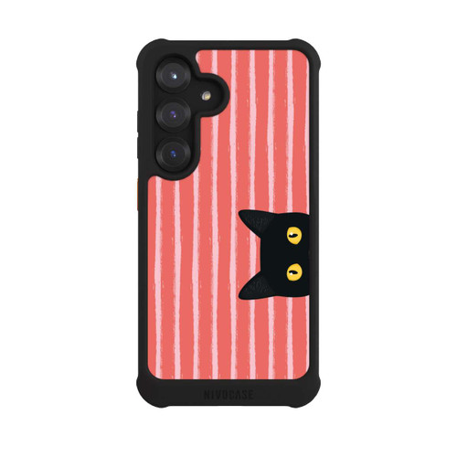 Samsung Galaxy S25 NIVOmax Schwarze Katze Gestreift Orange