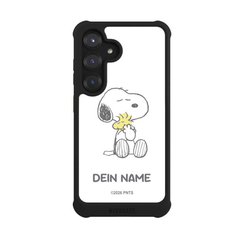Samsung Galaxy S25 NIVOmax Snoopy And Woodstock Cuddling Personalisierbar