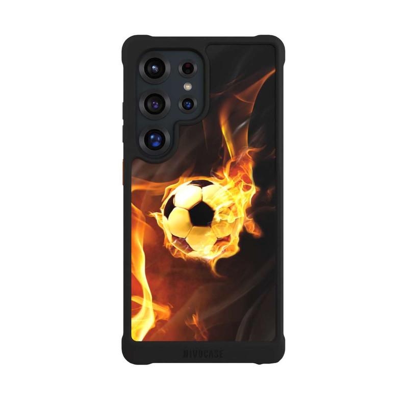 Galaxy S25 Ultra NIVOmax Ballon de Foot en Flammes