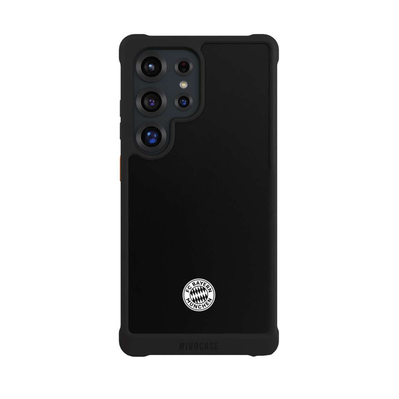 Galaxy S25 Ultra NIVOmax Klassisches FCB Logo Klein - Weiß auf Schwarz