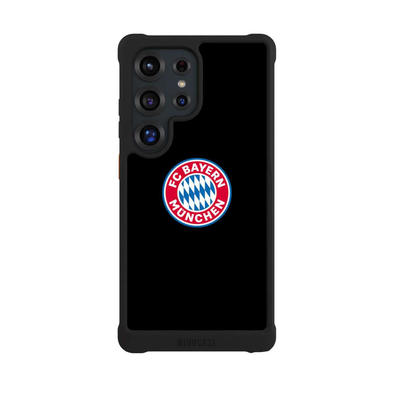 Galaxy S25 Ultra NIVOmax Logo FCB sur fond noir