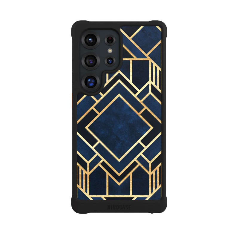Galaxy S25 Ultra NIVOmax Kunst Deko Blau Golddruck
