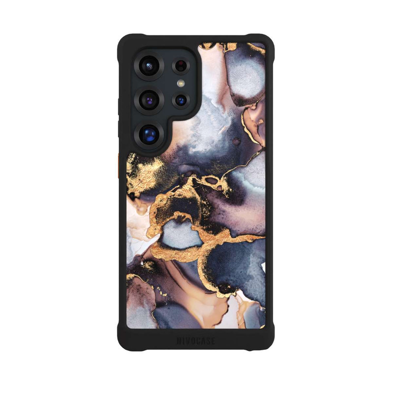 Galaxy S25 Ultra NIVOmax Verträumte Tinte Grau-Golddruck
