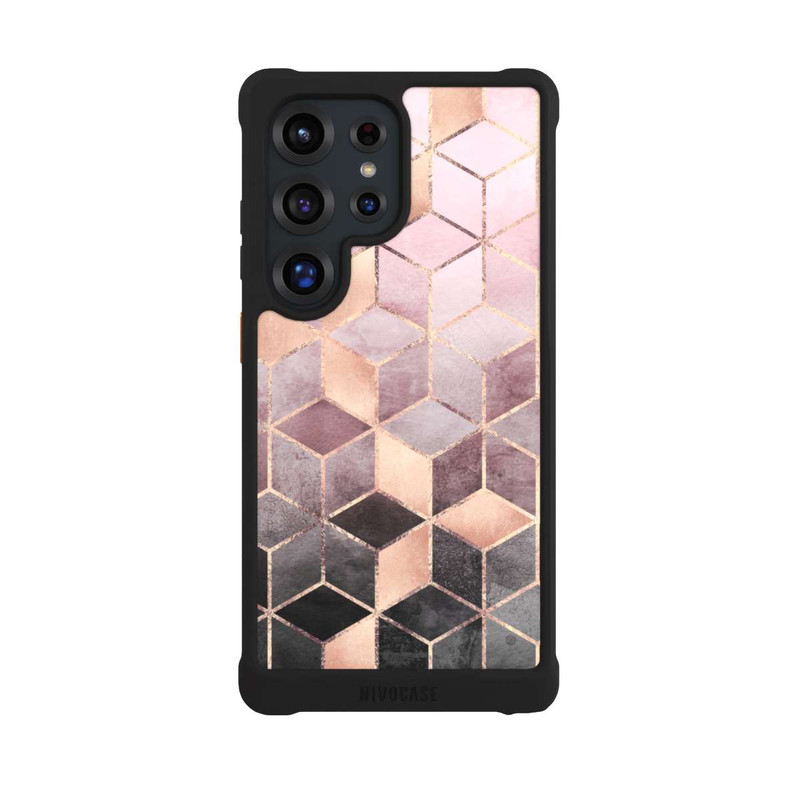Galaxy S25 Ultra NIVOmax Pink-grauer Farbverlauf Würfel Druck