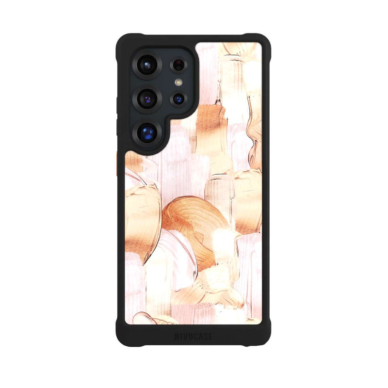 Galaxy S25 Ultra NIVOmax Motif de pinceau blanc/or