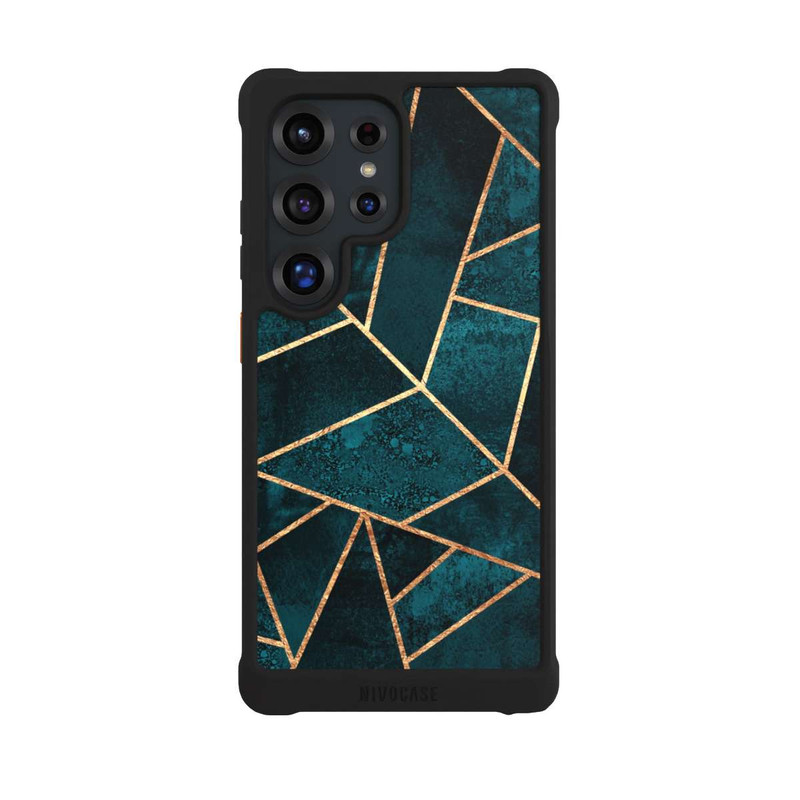 Galaxy S25 Ultra NIVOmax Tief Blaugrün Stein Gold Druck