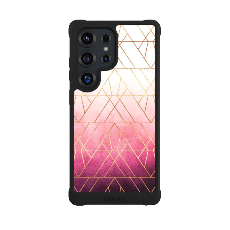 Galaxy S25 Ultra NIVOmax Pink Ombre Dreiecke Golddruck