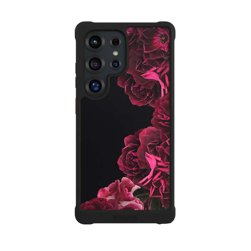 Galaxy S25 Ultra NIVOmax Vintage Rosen auf Schwarz