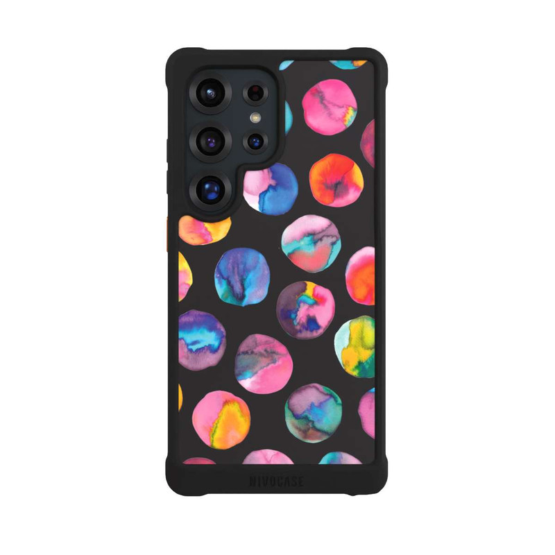 Galaxy S25 Ultra NIVOmax Colorful Ink Marbles Dots Black