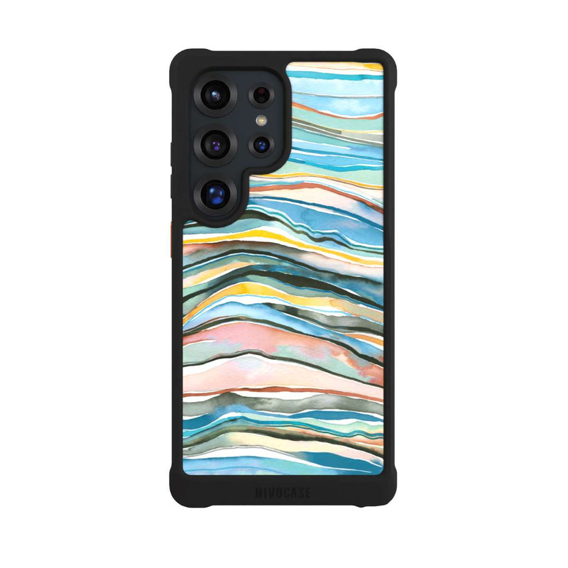 Galaxy S25 Ultra NIVOmax Couches d'agate aquarelle bleues