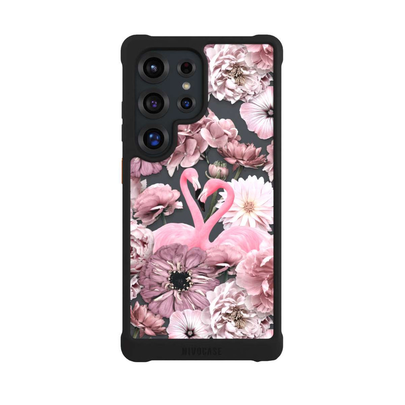 Galaxy S25 Ultra NIVOmax Flamants roses en motif de fleurs