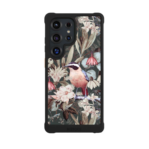 Samsung Galaxy S25 Ultra NIVOmax Orangefarbener Vogel im Vintage Blumenmuster