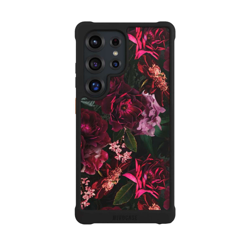Galaxy S25 Ultra NIVOmax Fleurs rouge foncé et roses