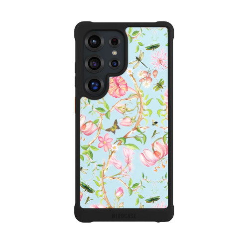 Samsung Galaxy S25 Ultra NIVOmax Vintage botanische Blumen in blau