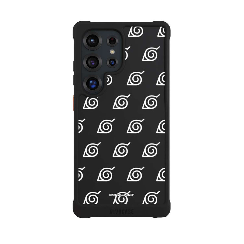 Galaxy S25 Ultra NIVOmax Konoha Pattern Blanc sur Fond Transparent