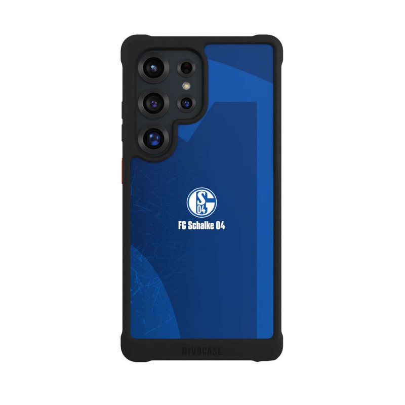 Galaxy S25 Ultra NIVOmax Schalke 04 Blauer Hintergrund Mit Logo
