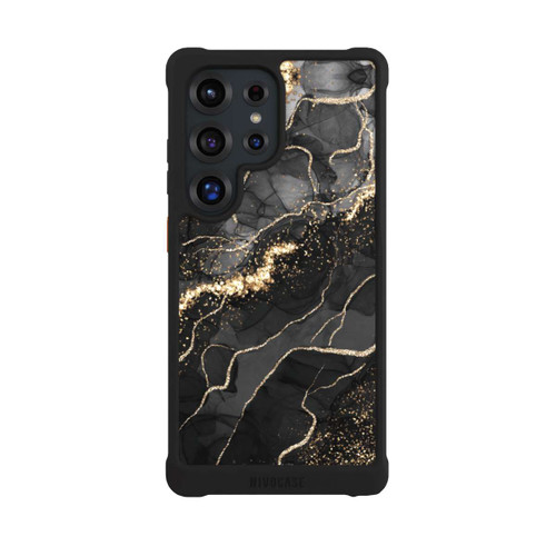 Samsung Galaxy S25 Ultra NIVOmax Look Spirales de Marbre Sombre &amp; Or