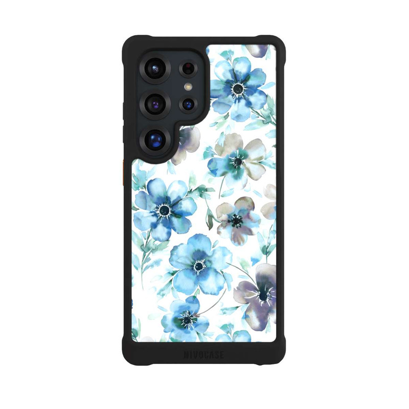 Galaxy S25 Ultra NIVOmax Blue Flower Pattern Trendy
