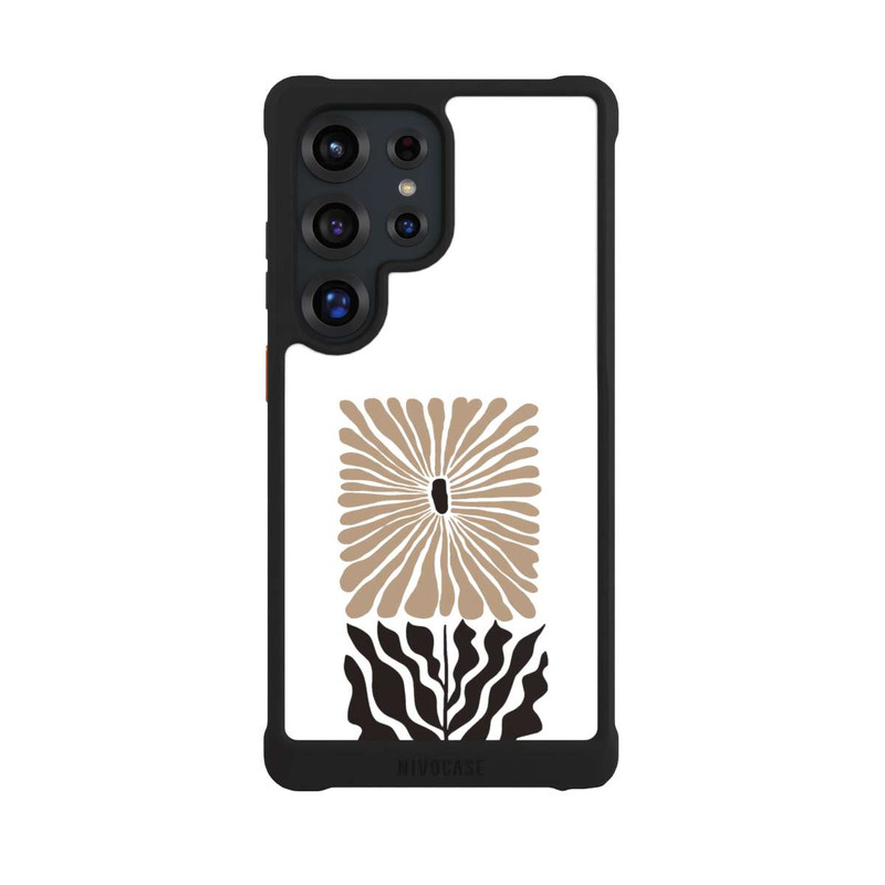 Galaxy S25 Ultra NIVOmax Fleur Bohème Marron sur Blanc