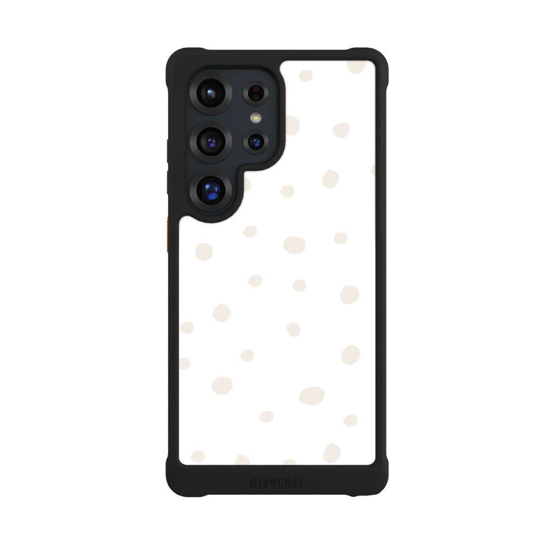 Galaxy S25 Ultra NIVOmax Motif à Pois Blanc Marron