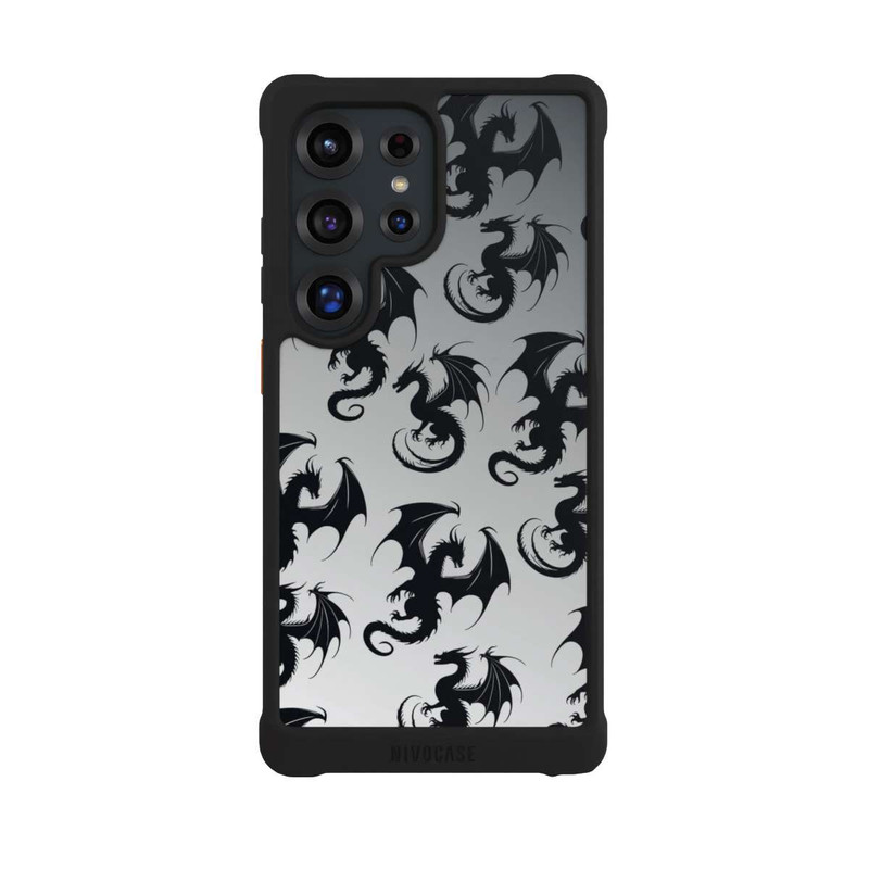 Galaxy S25 Ultra NIVOmax Drachen Muster Grau