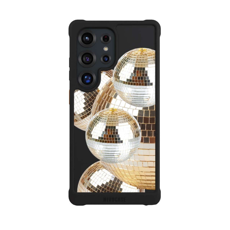 Galaxy S25 Ultra NIVOmax Discokugel Gold Transparent mit KI