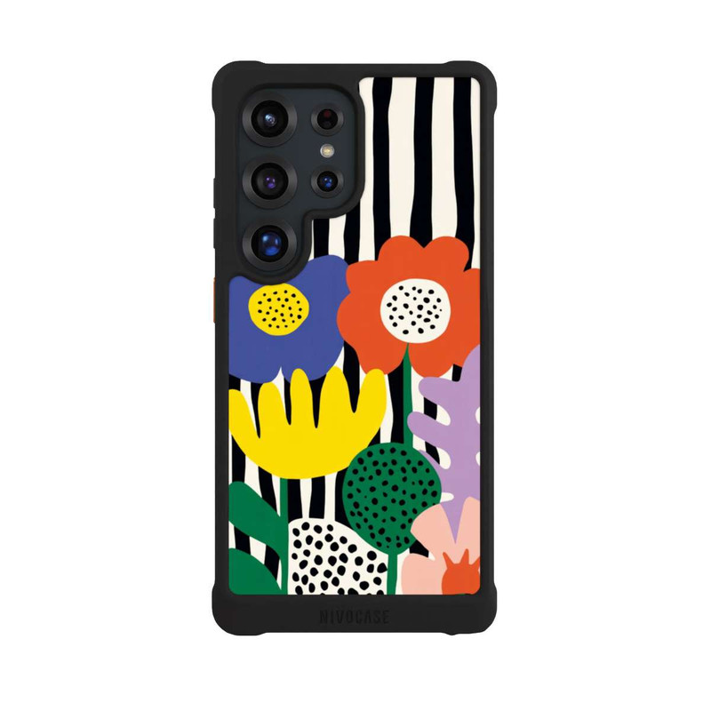 Galaxy S25 Ultra NIVOmax Flowers Striped Background