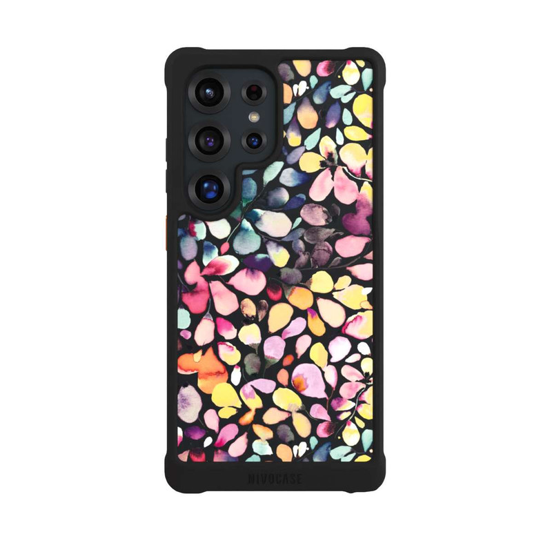 Galaxy S25 Ultra NIVOmax Eukalyptus Aquarellblätter Schwarz