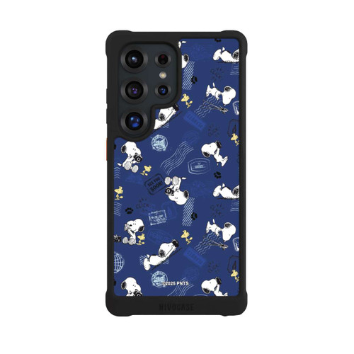 Samsung Galaxy S25 Ultra NIVOmax Peanuts Travel Stamps Pattern Blue