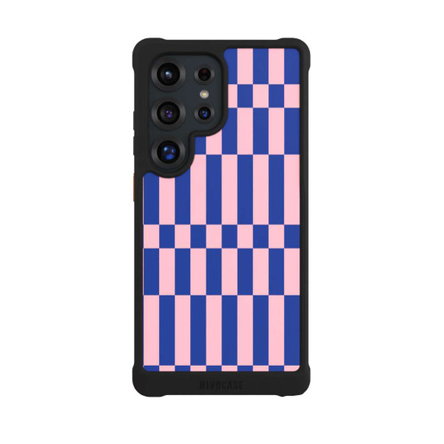Samsung Galaxy S25 Ultra NIVOmax Checked Abstract Bold Electric Blue and Pink Color Block