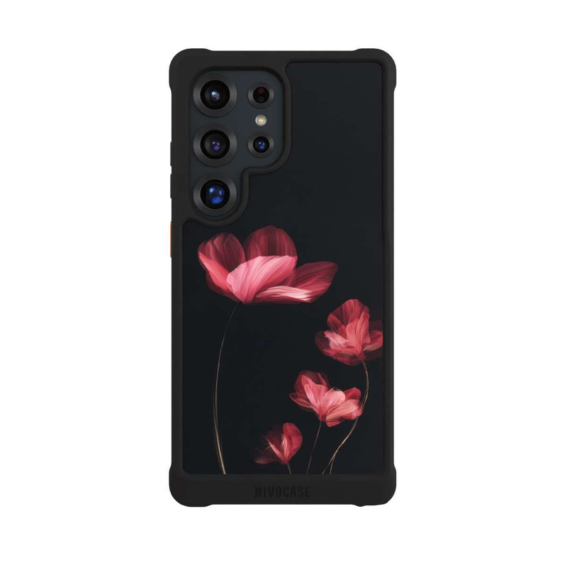 Galaxy S25 Ultra NIVOmax Burgunder Blüten schwarz