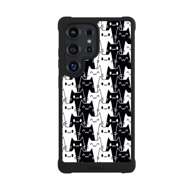 Galaxy S25 Ultra NIVOmax Papier Peint Chat Noir Blanc