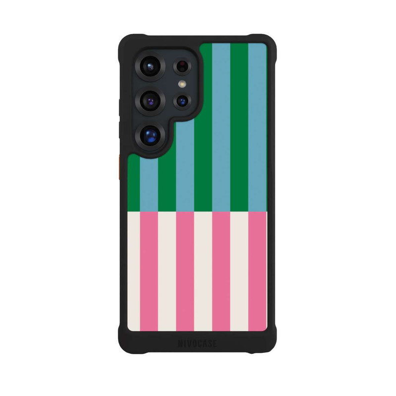 Galaxy S25 Ultra NIVOmax Motif Rayé Vert Rose