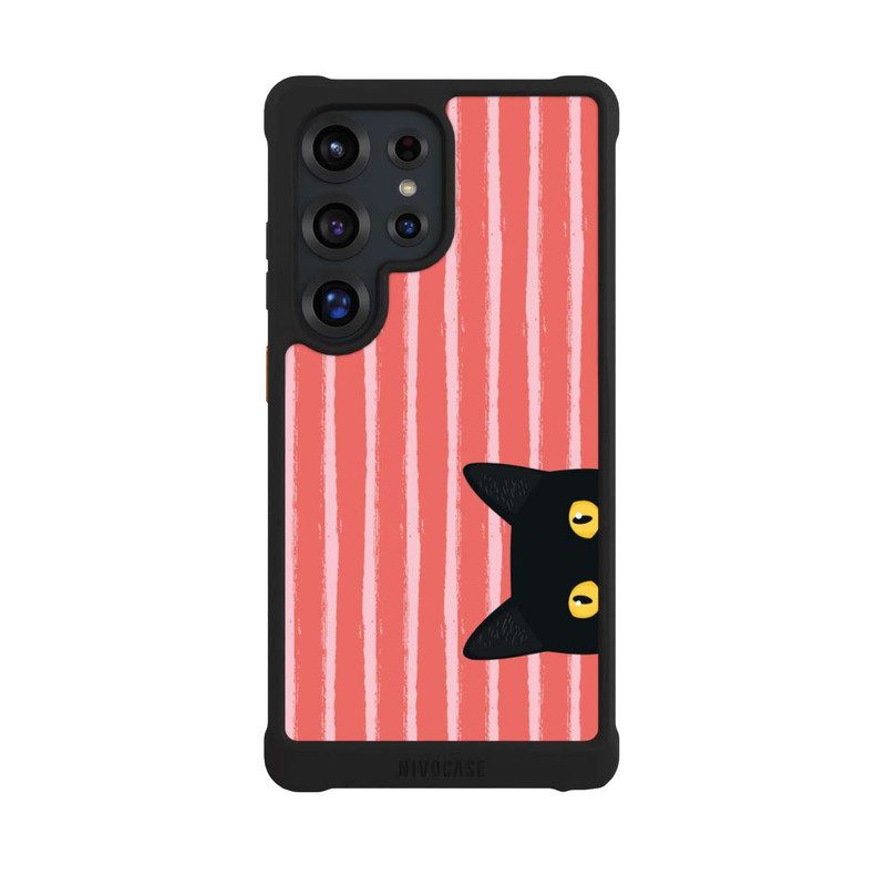 Galaxy S25 Ultra NIVOmax Black Cat on Orange Stripes