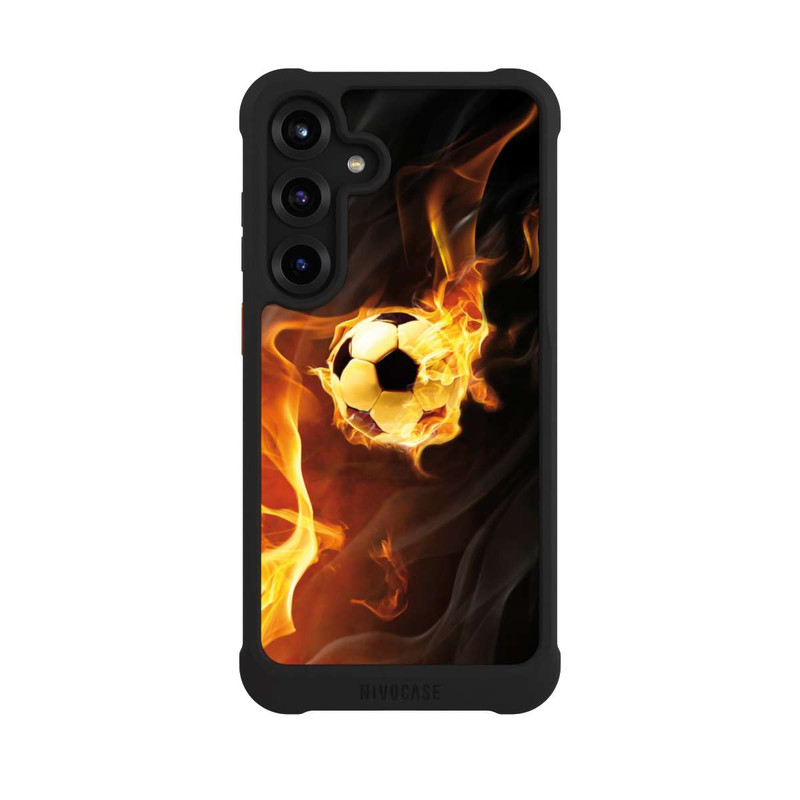 Galaxy S25 + NIVOmax Ballon de Foot en Flammes