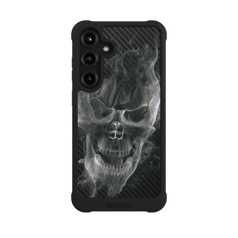 Galaxy S25 + NIVOmax rauchender Totenkopf Carbon