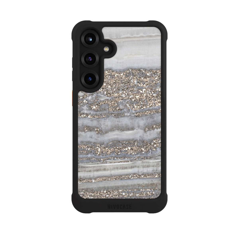 Galaxy S25 + NIVOmax Weißer Glitzer Marmor Look