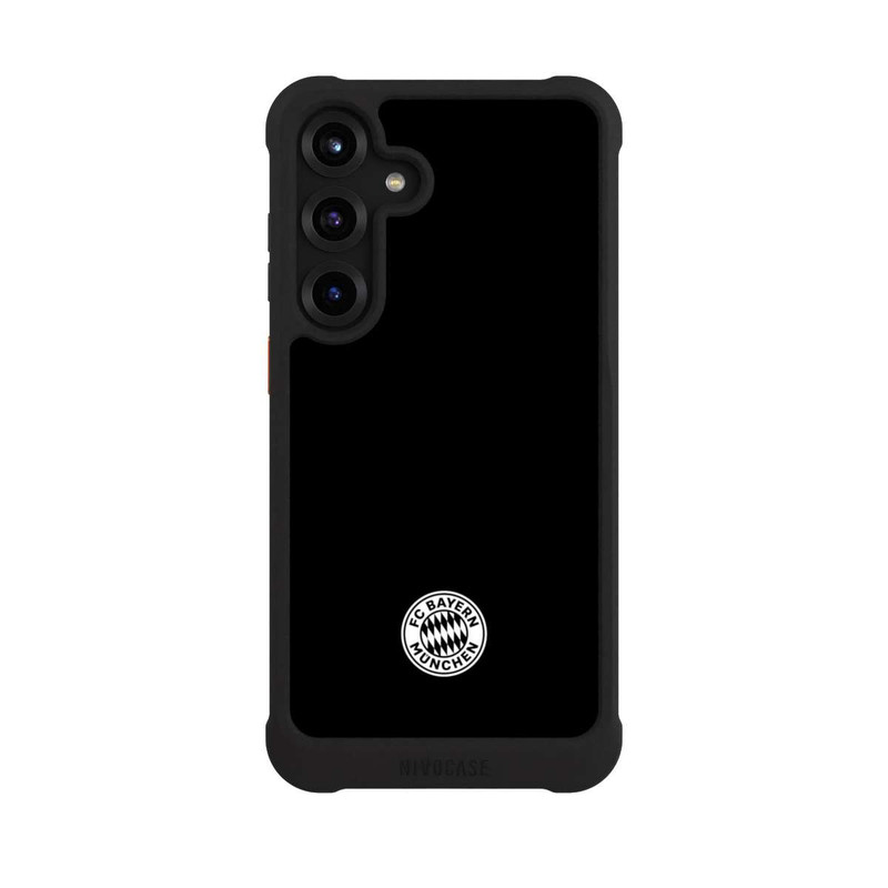 Galaxy S25 + NIVOmax Logo FCB Classique Petit - Blanc sur Fond Noir